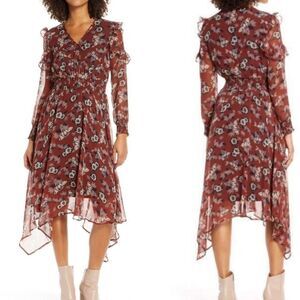 Sam Edelman NWT ruffled rust floral dress size 8